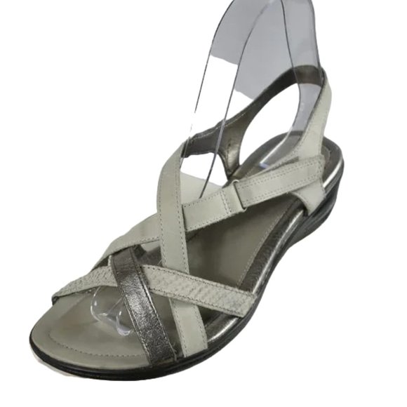 Ecco Felicia Light Gray And Pewter Strappy Leather Sandal Size 37 (USA 6… - Picture 4 of 8